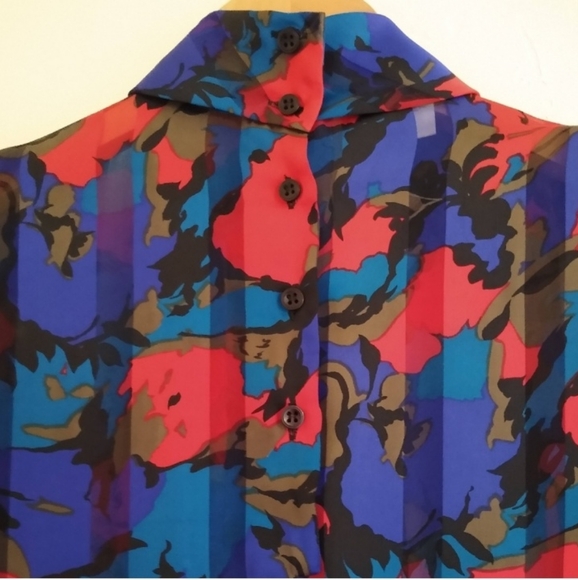 Vtg Mock Neck Blouse - Picture 7 of 8